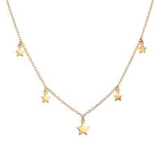 Star charm necklace for women, Dainty brass 22k gold plated jewelry, Handmade jewelry